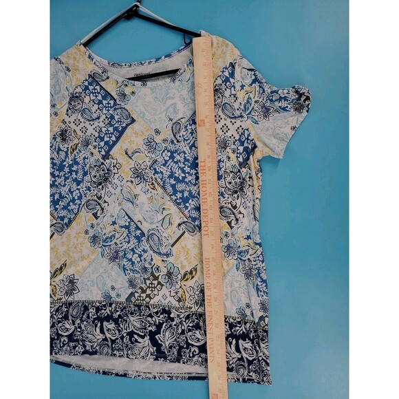 Women Short Sleeve Top Lg Floral Boho Multicolor Open Sleeve Lightweight Casual - Picture 13 of 16